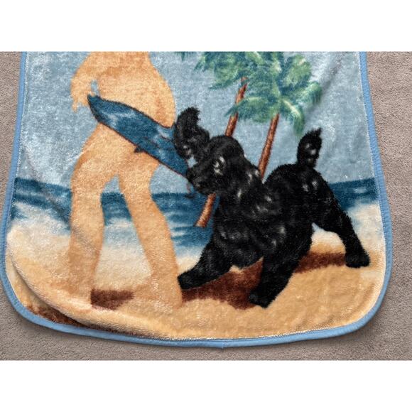 vintage Coppertone sunscreen girl and dog plush throw blanket - RARE - 58 x 42 - Picture 5 of 6